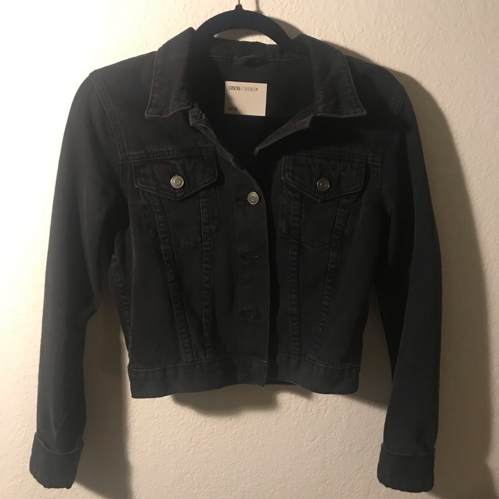 ASOS Cropped Jean Jacket Washed Black